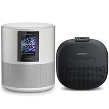 image of Bose Home Speaker 500 Wireless Speaker with Built-In Amazon Alexa, Luxe Silver - With Bose SoundLink Micro Bluetooth Speaker, Black with sku:bo795345130e-adorama