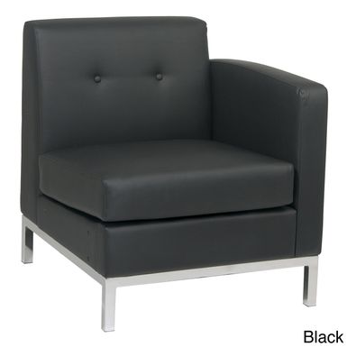 image of Wall St. Faux Leather and Chrome Right-arm Chair - Wall Street Armless Chair RAF, Black Faux Leather with sku:kbwbs3-a9ktxfwjh4t3onwstd8mu7mbs-off-ov