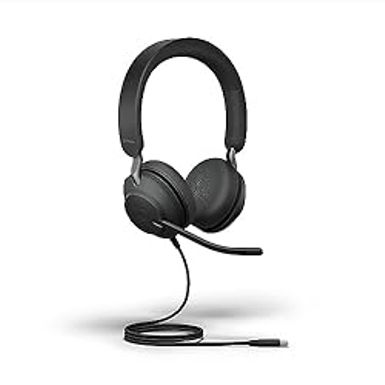 Jabra Evolve2 40 SE Wired Stereo Noise-Cancelling Headset - Features 3-Mic Call Technology and USB-C Cable - Works with All Leading Unified Communications Platforms Such as Zoom & Google Meet - Black