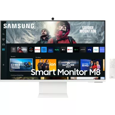 image of Samsung - M80C 32" Smart Tizen 4K UHD Monitor with Streaming TV, SlimFit Camera, HDR10, Built-in Speakers - Warm White with sku:bb22138434-bestbuy