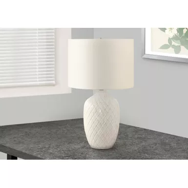 Lighting - 25"H Table Lamp Cream Ceramic / Ivory Shade