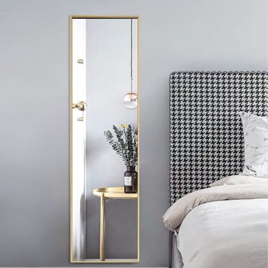 image of 50"x 14" Full Length Door Mirror Wall Mounted Dressing Mirror - 50"Hx 14"W - Gold with sku:kdtdxhvrja-2xwfszaepngstd8mu7mbs--ovr