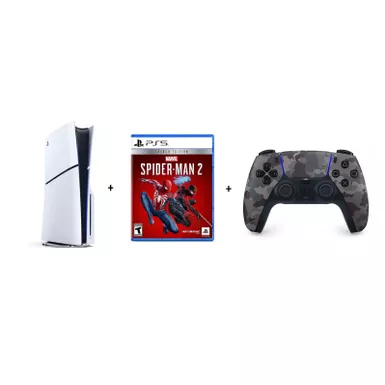 PlayStation 5 Slim Edition Bundle w/Spider-Man 2 Game & Charging Dock
