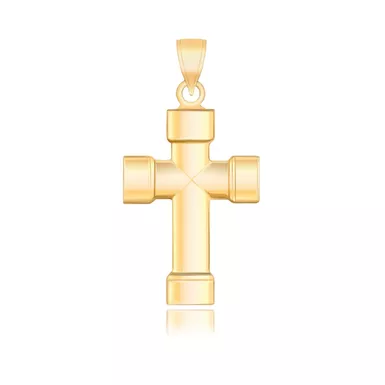 image of 14k Yellow Gold Cross Pendant with Block Like Ends with sku:d153356-rcj