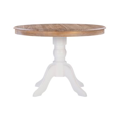 image of Danbury Pedestal Dining Table Natural and White with sku:lfxs1501-linon
