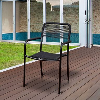 image of Atlantic Curry Black Aluminum Patio Dining Chairs (Set of 4) - Black color with sku:0gadcg9-hqi5xdip-fa0pqstd8mu7mbs-overstock