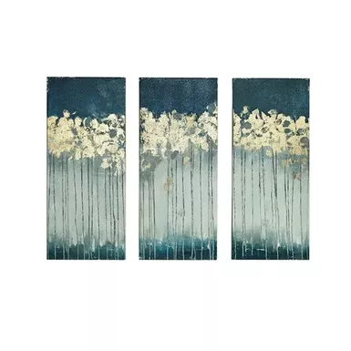 image of Midnight Forest Gold Foil Abstract 3-piece Canvas Wall Art Set with sku:mp95c-0009-olliix