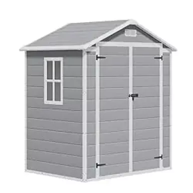 image of Greesum Outdoor Storage Shed 6X4FT All-Weather Resin Tool Room with Floor for Garden,Backyard,Pool Tool, Light Grey with sku:b0czlj6l3m-amazon