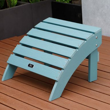 image of All-Weather Plastic Wood Adirondack Ottoman Footstool - 19.68*18.89*13.38 - Blue with sku:oaao6krdbvw64k8sdxdozwstd8mu7mbs--ovr
