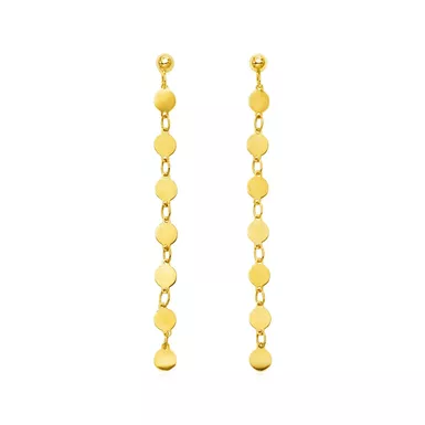 14k Yellow Gold Post Dangle Earrings with Polished Circles