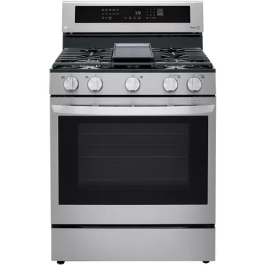 image of LG - 5.8 Cu. Ft. Smart Freestanding Gas True Convection Range with EasyClean and InstaView - Stainless steel with sku:lrgl5825f-almo