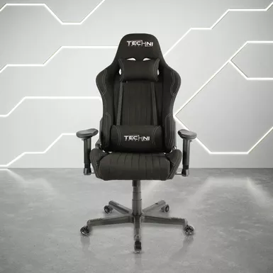 image of Fabric Ergonomic High Back Racer Style PC/Gaming Chair, Black with sku:rta-tsf44-bk-rtaproducts