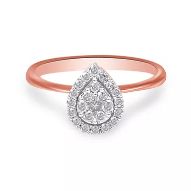 image of 10K Rose Gold 3/8 Cttw Round-Cut Diamond Pear Promise Ring (I-J Color, I2-I3 Clarity) - Choice of Size with sku:018757r600-luxcom