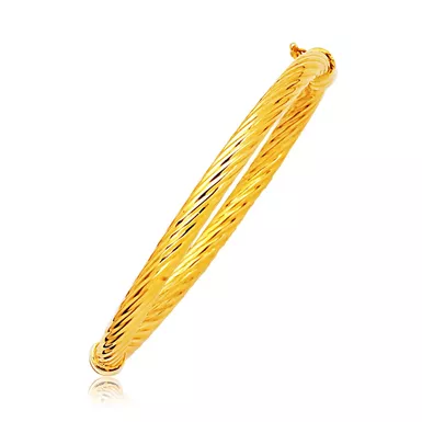 14k Yellow Gold Polished Cable Motif Bangle (7 Inch)