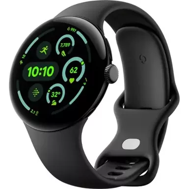 Google - Pixel Watch 3 (45mm) Smartwatch with Obsidian Band - Wi-Fi - Matte Black