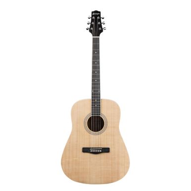 image of Boroughs B20DNT Beginner Dreadnought Acoustic Guitar, Natural Bundle with Gig Bag, Micro-Fiber Cloth, 3-Pack Strings with sku:b20dnt1b-adorama