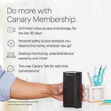 Canary All-in-One + 3 Months Membership: 1080p HD Wireless Security Surveillance System for Home, Office, Baby, Pet Monitor; Built-in...