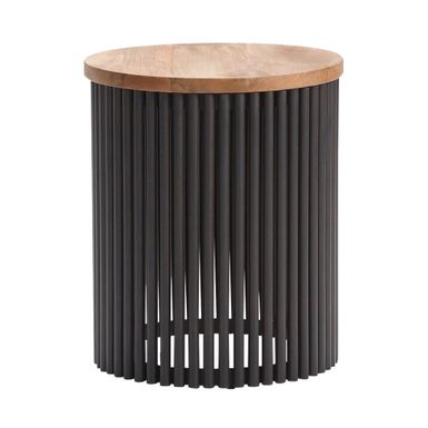 image of Simpli Home - Demy Round Contemporary Solid Mango Wood Side Table - Natural with sku:bb21558339-6414511-bestbuy-simplihome
