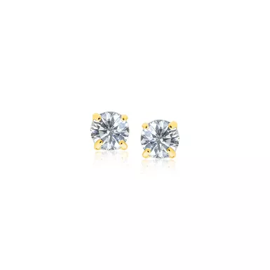 image of 14k Yellow Gold Stud Earrings with White Hue Faceted Cubic Zirconia with sku:7659-rcj