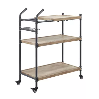 ACME Brantley Serving Cart, Oak & Sandy Black Finish