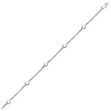 14k White Gold Anklet with Puffed Heart Design (10 Inch)