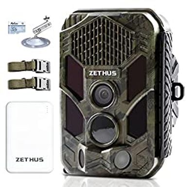 image of ZETHUS TC-20 Trail Camera, 1080P 20MP Hunting Camera with Rechargeable Power Bank, HD Night Motion Activated Trail Camera with Audio Sound Play, 2.8 LCD Screen Waterproof Deer Game Camera with sku:b09qphykkf-zet-amz