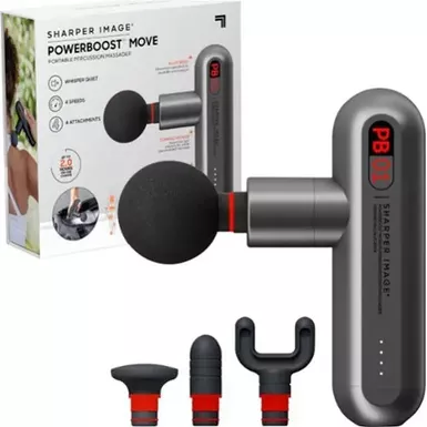 image of Sharper Image - Powerboost Move Deep Tissue Travel Percussion Massager - Grey with sku:bb21959668-bestbuy