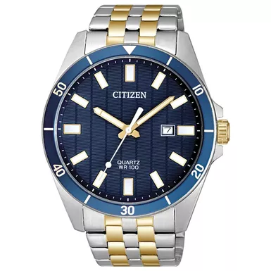 Citizen - Mens Quartz Two-Tone Stainless Steel Watch Navy Dial