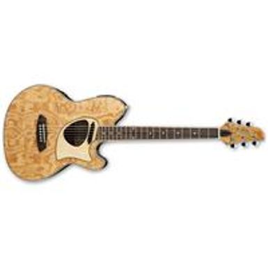 Ibanez Talman Series TCM50 Acoustic Electric Guitar with Figured Ash Top, Mahogany Back and Sides, 20 Frets, Mahogany Neck, Rosewood Fretboard, Natural High Gloss