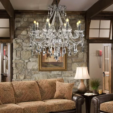 image of Glam Crystal Sparkling Chandelier in Silver/Clear with sku:idf-l9802h-foa