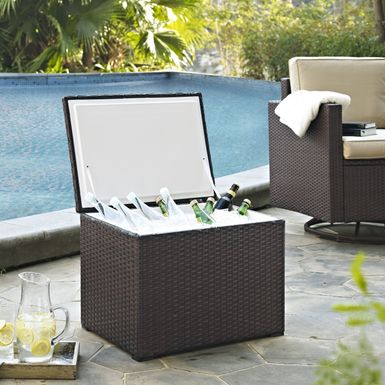 image of Palm Harbor Outdoor Brown Resin Wicker and Steel Cooler - Brown with sku:xwbs_r5bl2laz2vqssxx5qstd8mu7mbs-overstock