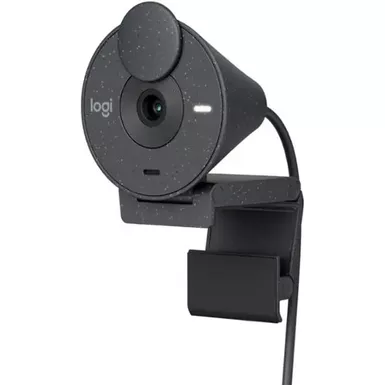 image of Logitech - Brio 300 1920x1080p USB-C Webcam with Privacy Shutter - Graphite with sku:bb22057514-bestbuy