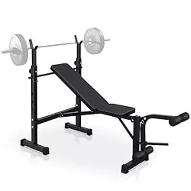 image of Olympic Weight Bench, Adjustable Weight Bench and Squat Rack, Bench Press Set With Leg Extension, Preacher Curl Pad, Workout Bench for Home Gym with sku:b0d6g67dtm-amazon