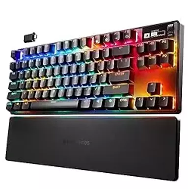 image of SteelSeries - Apex Pro 2023 TKL Wireless Mechanical OmniPoint 2.0 Adjustable Actuation Switch Gaming Keyboard with RGB Backlighting - Black with sku:bb22067339-bestbuy