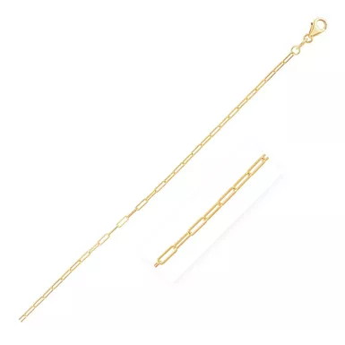 14K Yellow Gold Fine Paperclip Anklet (1.5mm) (10 Inch)