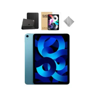 image of Apple - 10.9-Inch iPad Air - Latest Model - (5th Generation) with Wi-Fi - 64GB - Blue With Black Case Bundle with sku:mm9e3blk-streamline