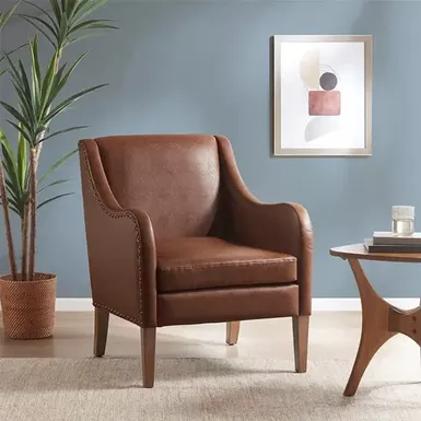 image of Brown Ferguson Faux Leather Accent Chair with sku:ii100-0494-olliix