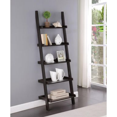 image of Bower 5-shelf Ladder Bookcase Cappuccino with sku:2qm6gh3uu8tw5wf2o5rwmgstd8mu7mbs-overstock