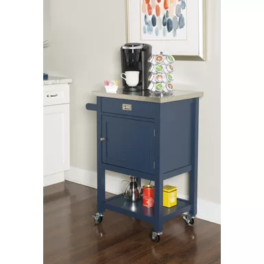 image of Schley Apartment Cart Navy with sku:lfxs1538-linon