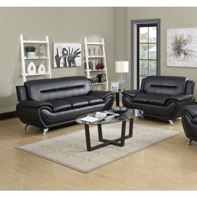 image of Michael Segura Sofa and Loveseat Living Room Set - Black with sku:r-vi6b3bjkmweofkn4iwjastd8mu7mbs-overstock