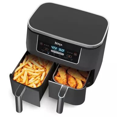 Ninja - Foodi 6-in-1 8-qt. 2-Basket Air Fryer with DualZone Technology & Air Fry, Roast, Broil, Bake, Reheat & Dehydrate - Dark Gray