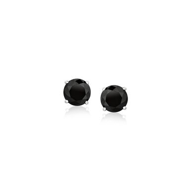 image of 14k White Gold Stud Earrings with Black 5mm Faceted Cubic Zirconia  with sku:76941-rcj