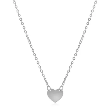 14k White Gold Polished Mini Heart Necklace