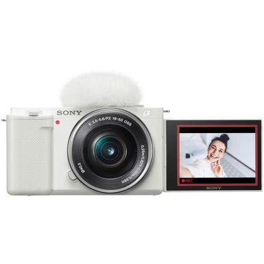 image of Sony - Alpha ZV-E10 Kit Mirrorless Vlog Camera with 16-50mm Lens - White with sku:bb21810641-6473809-bestbuy-sony