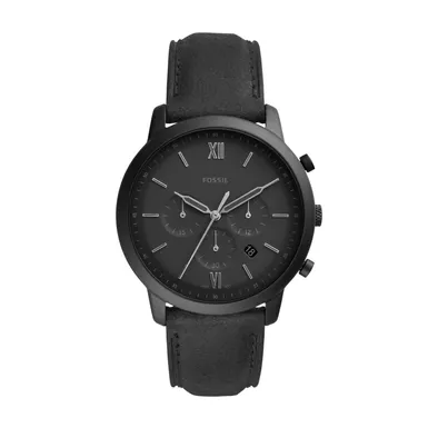 image of Fossil - Mens Neutra Chronograph Black Leather Strap Watch Black Dial with sku:fs5503-powersales