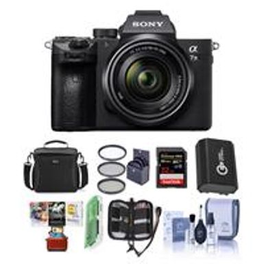 image of Sony Alpha a7 III 24MP UHD 4K Mirrorless Camera with 28-70mm Lens - Bundle 32GB SDHC U3 Card, Camera Case, 55mm Filter Kit, Spare Battery, Cleaning Kit, Memory wallet, Card Reader, Mac Software Package with sku:isoa7m3kam-adorama