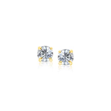 image of 14k Yellow Gold Stud Earrings with White Hue Faceted Cubic Zirconia  with sku:7659-rcj