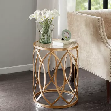 image of Aria Gold Metal Eyelet Accent Table with sku:mp120-0221-olliix