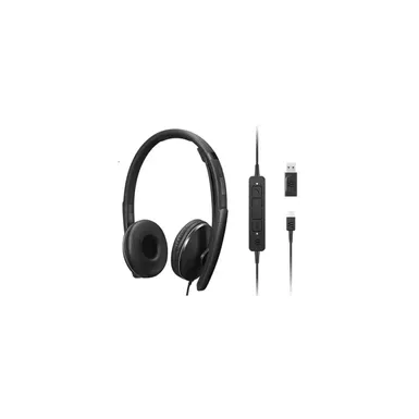 image of Lenovo Wired ANC UC Headset Gen 2, Black with sku:bb22218771-bestbuy
