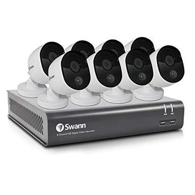 Swann DVR 4580 8-Channel Full HD 1TB DVR Security System with 8 Warning Light Cameras